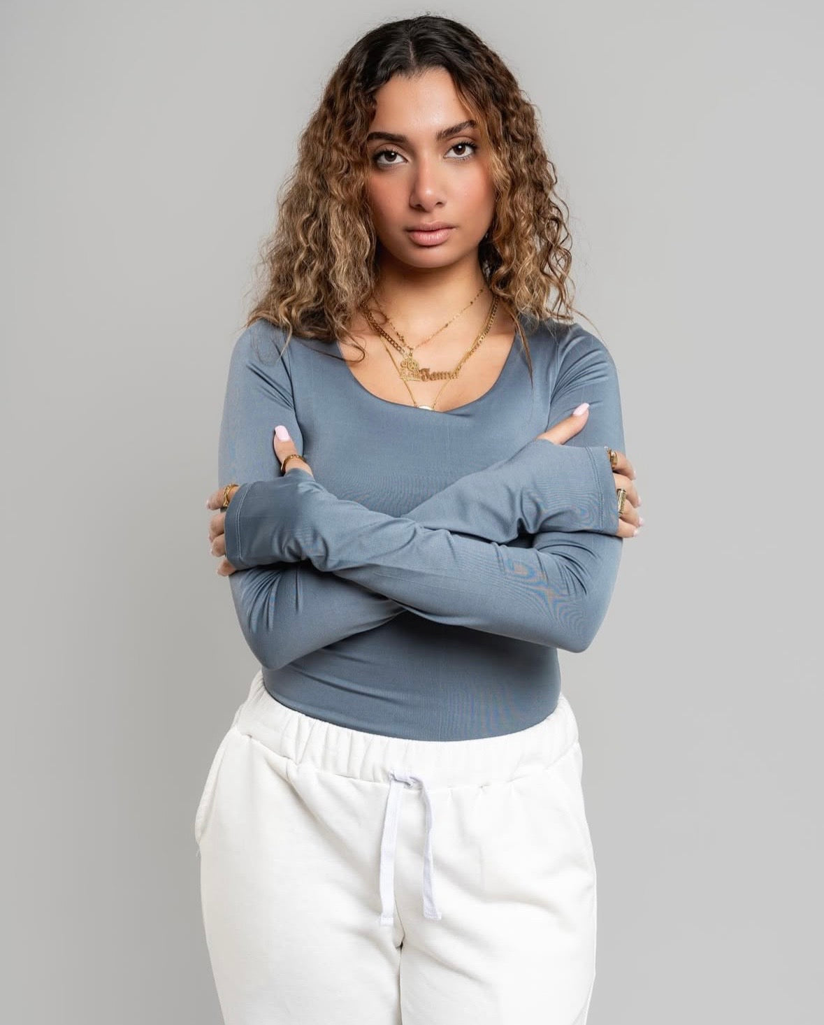 Black Long-Sleeve Fitted Top