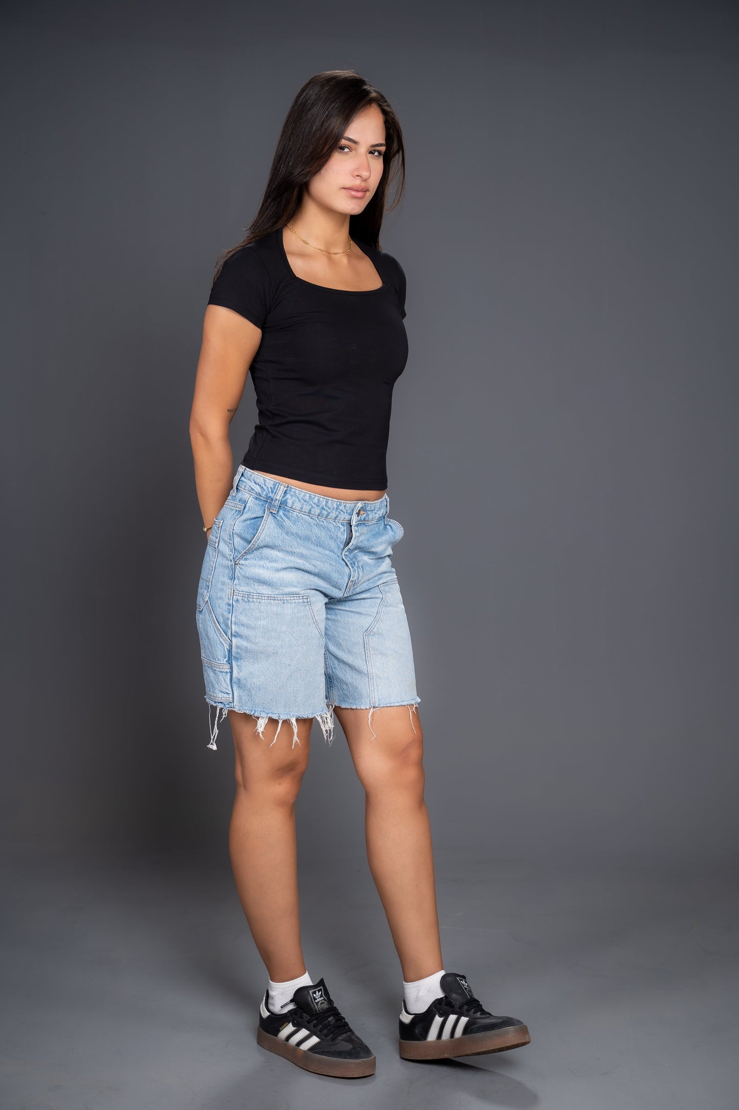 Women’s Cotton Square Neck Short Sleeve Top – Slim Fit Casual Essential