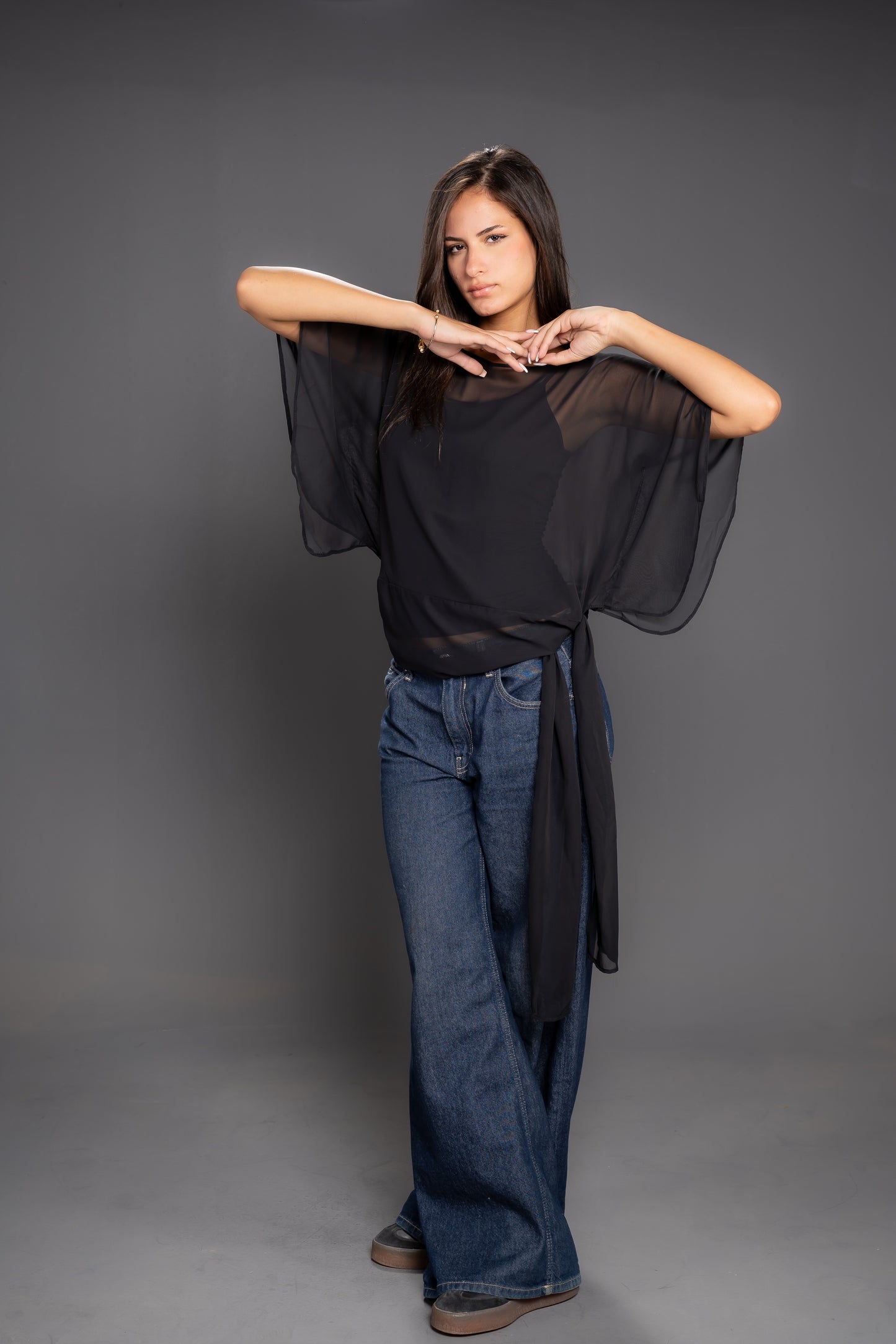 Women’s Chiffon Satin Short Sleeve Top – Flowing Elegant Fit