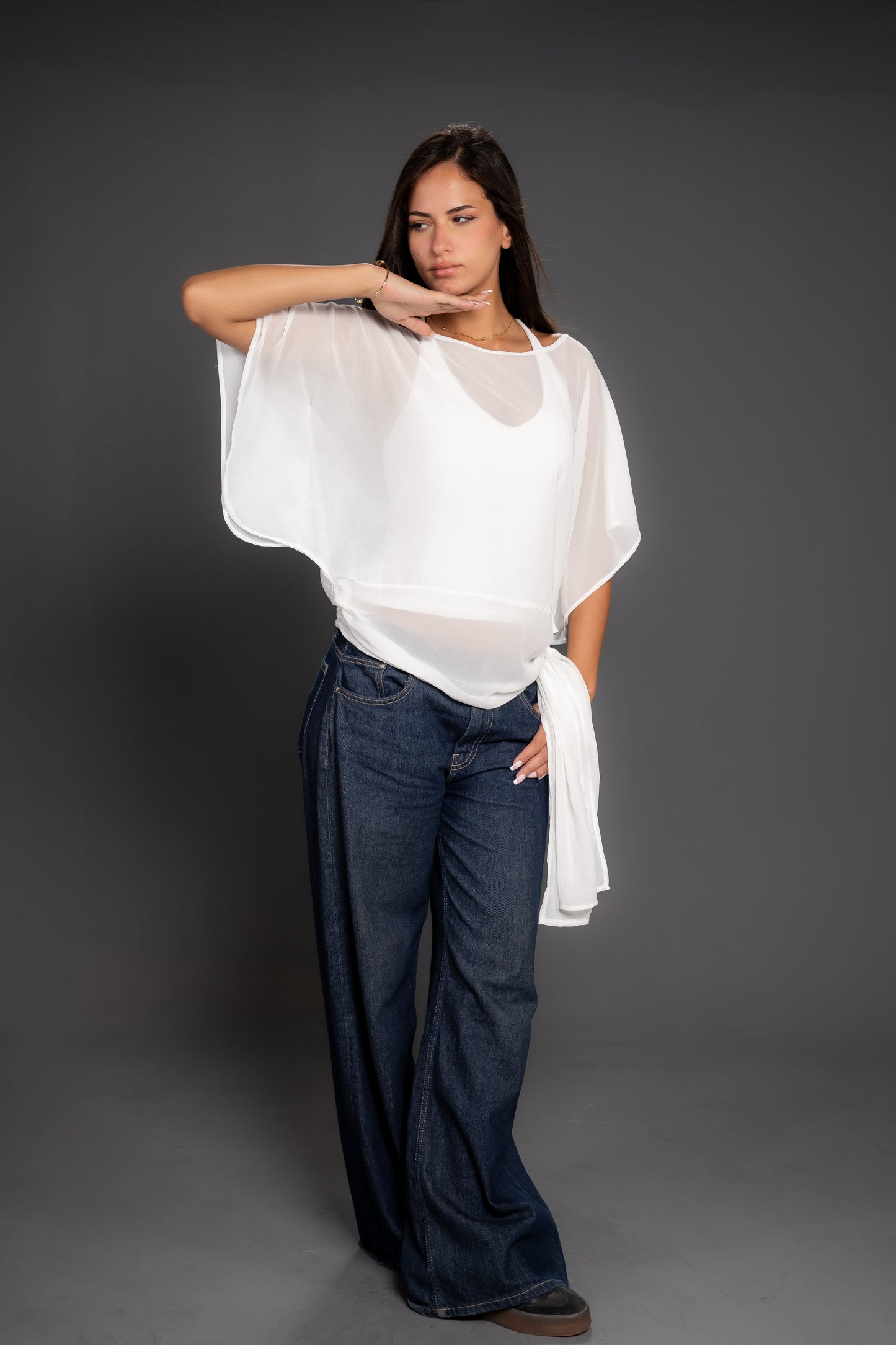 Women’s Chiffon Satin Short Sleeve Top – Flowing Elegant Fit