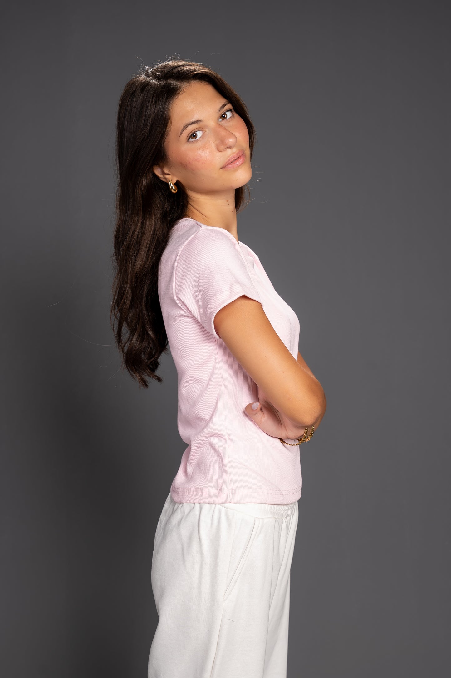 Women’s Ribbed Short Sleeve Crop Top – Slim Fit Casual Essential