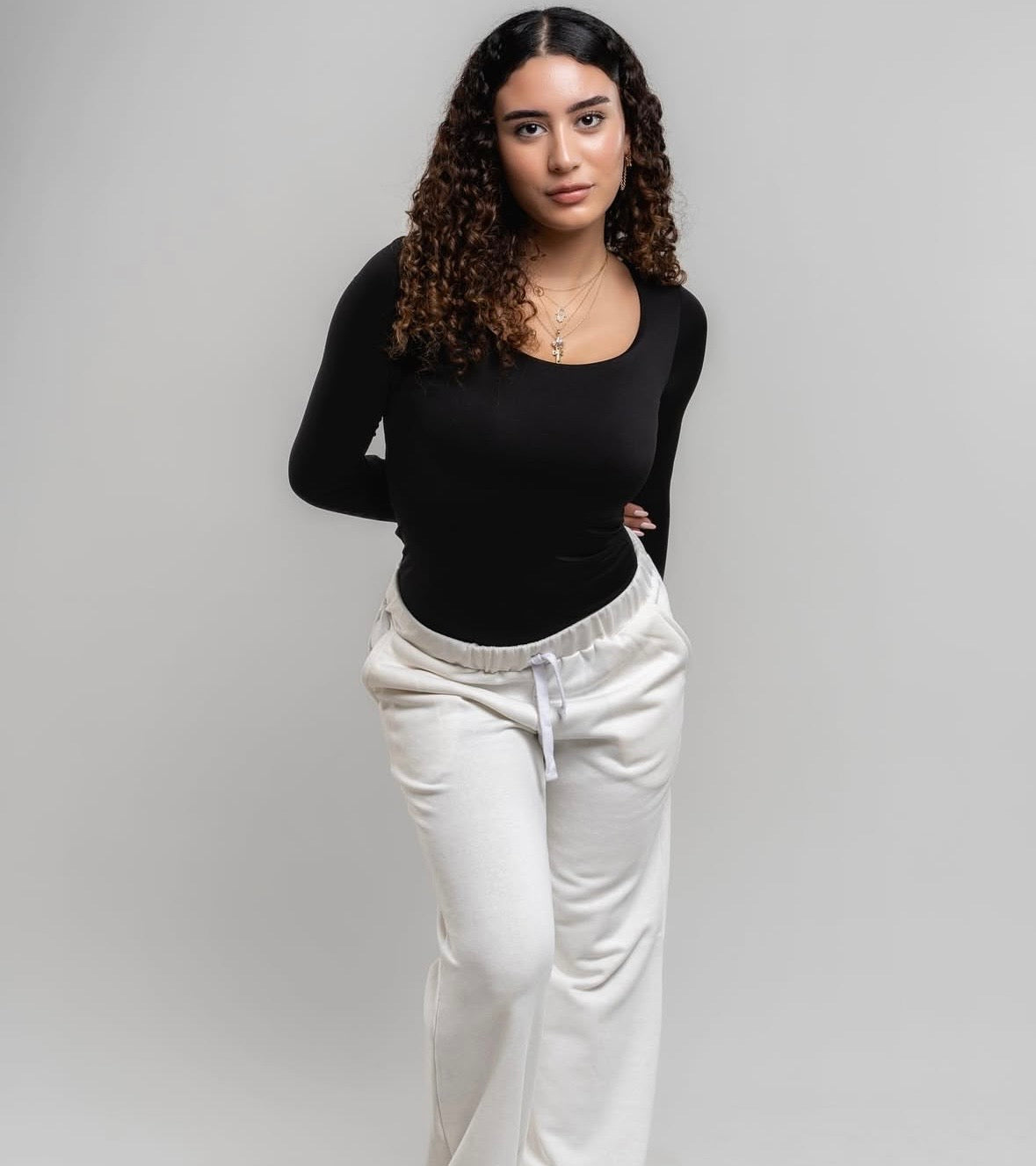 Black Long-Sleeve Fitted Top