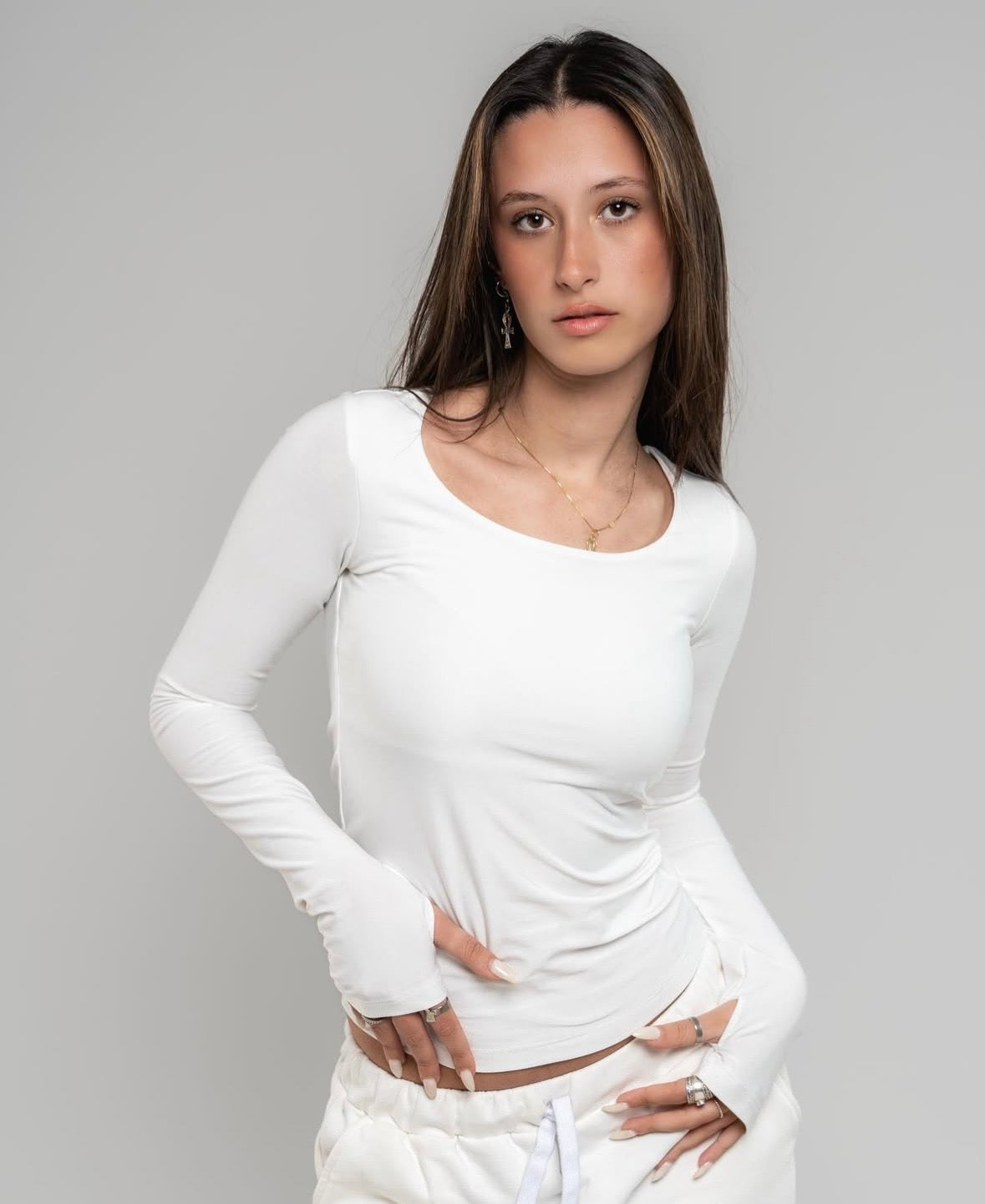 Black Long-Sleeve Fitted Top