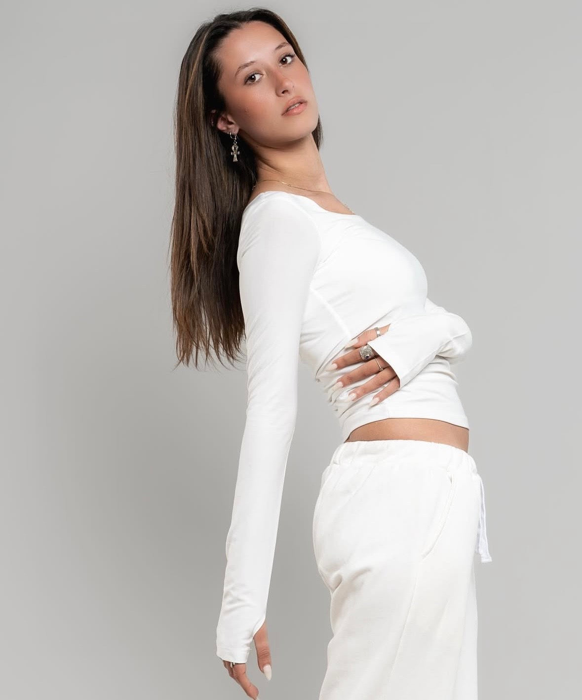 Black Long-Sleeve Fitted Top